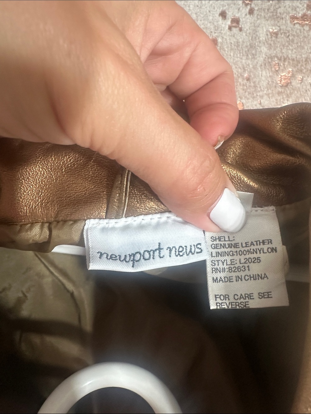 NWOT vintage 90’sNewport News Metallic Bronze Leather Coat - Picture 4 of 6